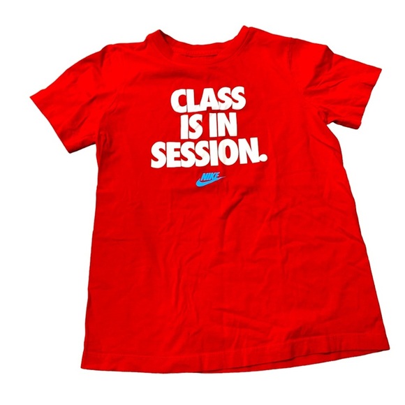 Nike | The Nike Tee ShirtBoys Size M Medium Red “Class is in Session” - Picture 1 of 6